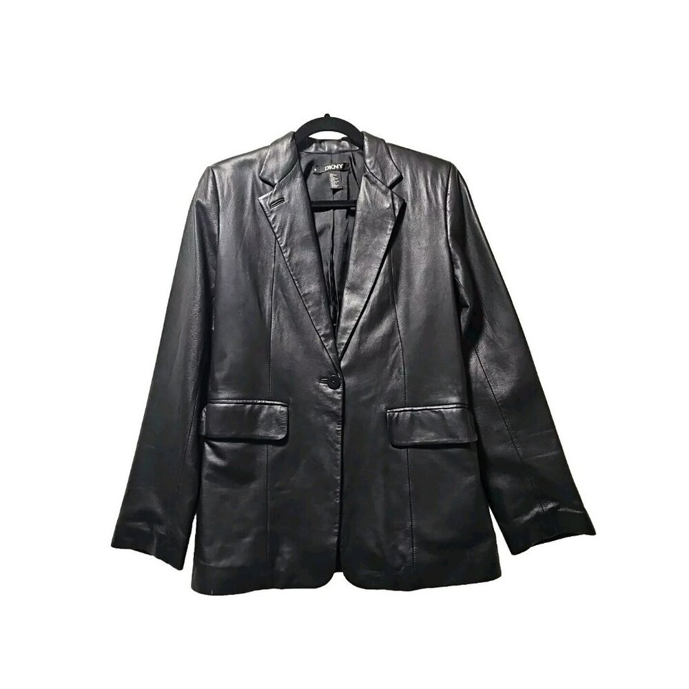 ALT Elena Gilbert DKNY Leather Jacket Women Sz 6 Black Mob Wife Whimsigoth